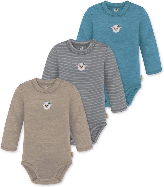 Actual product image Normani 3-pack baby merino long-sleeved body "Tuai" - 9403 (80)