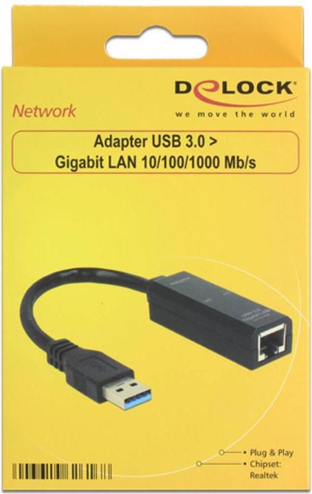 Actual product image Delock USB3.0 to LAN adapter, black (USB 3.0, RJ45 (1x))