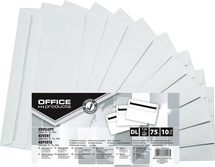 Produktbild Office Products Büroproduktpakete, SK, DL, 110x220mm, 75 g/qm, 1000 Stk., weiss (110 x 220 mm, 1000 x)