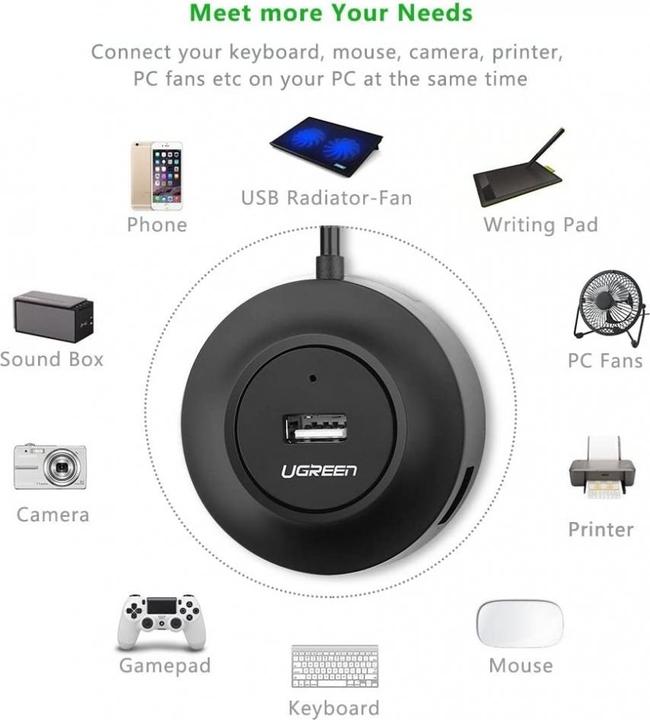 Produktbild Ugreen 4-Fach USB 2.0 Hub (USB-A, 4 Ports)