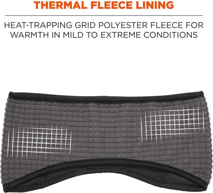 Actual product image Ergodyne Headband N-Ferno 6887, fleece lining, black