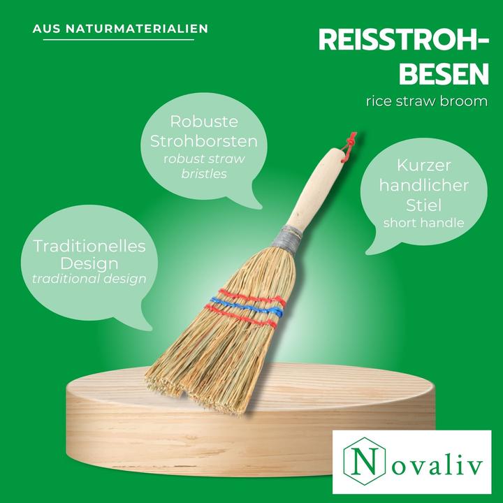 Image du produit Novatool 4X Kleiner Besen Reisigbesen mit Stiel kurz 28cm Strohbesen Kinder Hexenbesen klein Garden (1 pcs)