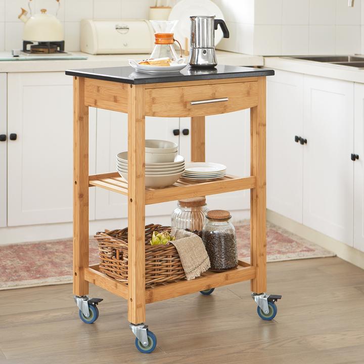 Produktbild SoBuy Küchenwagen mit Granitarbeitsplatte