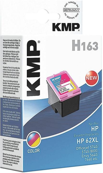 Produktbild KMP H163 Tintenpatrone 3-farbig kompatibel mit HP C2P07AE 62 XL (M, C, Y)
