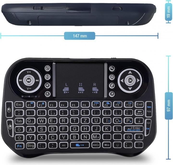 Image du produit Fantec Mini clavier sans fil WK-300 RGB (DE, Sans fil)