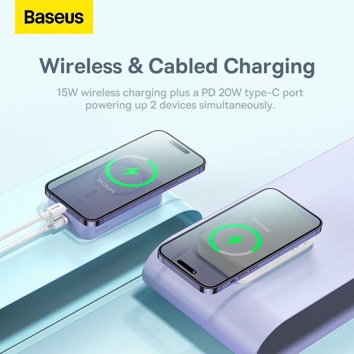 Productafbeelding Baseus Powerbank Magnetic Mini 20000mAh 20W (wit) (20000 mAh, 20 W, 74 Wh)