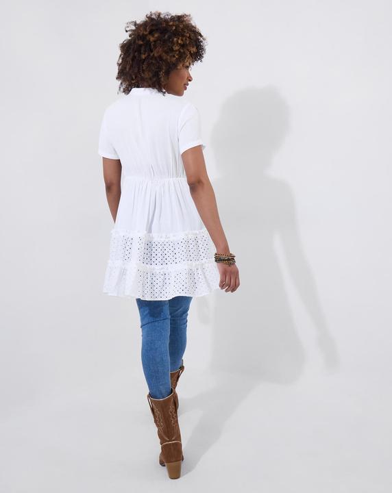 Actual product image Joe Browns Embroidered Bib Broderie Hem Cotton Tunic Dress (10XL)