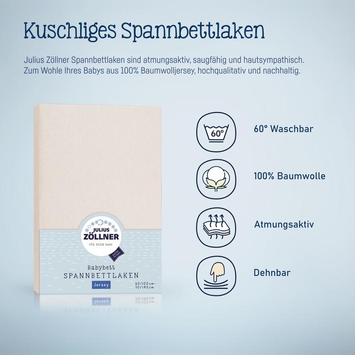 Produktbild Julius Zöllner Jersey Spannbettlaken für Babymatratzen 60x120 bis 70x140cm, shell