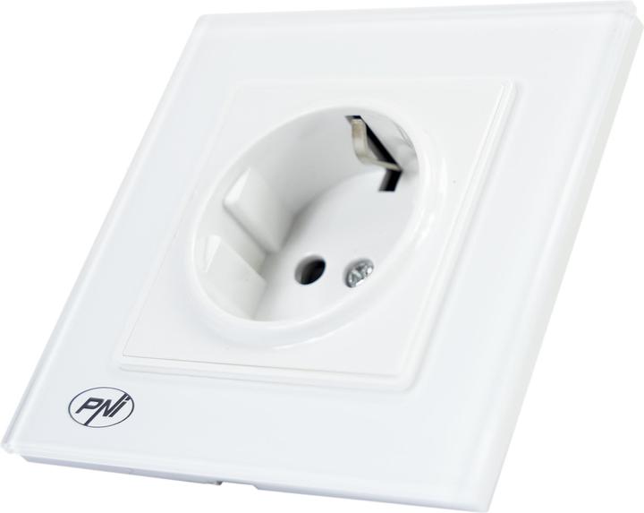 Produktbild PNI Einfache Einbausteckdose WP101 mit Glasrahmen, 16A, 4000W, 230V