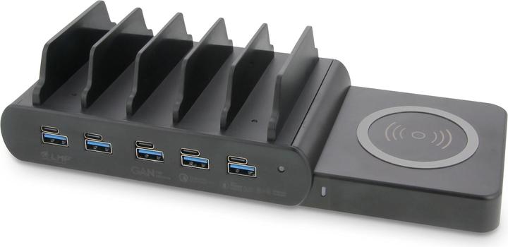 Produktbild LMP DuoCharge 5+1 Port,GaN charging station Qi2 charging pad (150 W)