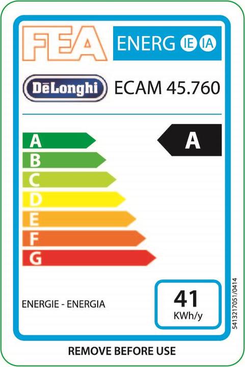Label énergétique De'Longhi Eletta Cappuccino Top