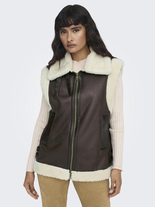 Produktbild Only Fly-Away Kragen Weste Bikerjacke in Lederoptik (L)