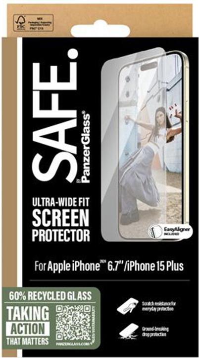 Produktbild PanzerGlass SAFE. Screen Protector iPhone '24 6.7" Ultra-Wide Fit (1 Stück, Apple iPhone 16 Plus, Apple iPhone 15 Plus)