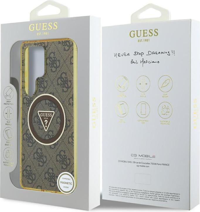 Actual product image Guess Etui 4G Glitter Triangle Buttons MagSafe do Samsung Galaxy S25 Ultra brÄ zowy (Samsung Galaxy S25 Ultra)