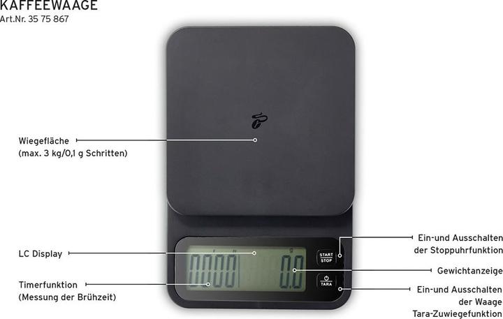 Actual product image Tchibo Coffee scales incl. timer, automatic switch-off, LC display, black