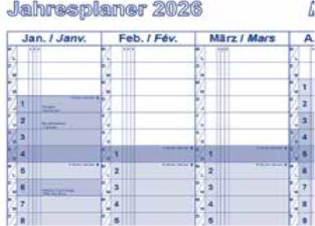 Produktbild Berec Jahresplaner Folienk. 90x60 (60 x 90 cm, Kein Einband, Deutsch, Französisch)