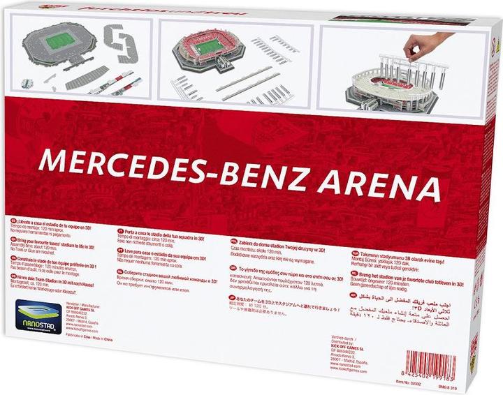 Immagine prodotto Nanostad VfB Stuttgart Stadium 3D Puzzle / VfB Stuttgart Mercedes-Benz Arena 3D Puzzle (117 pezzi)