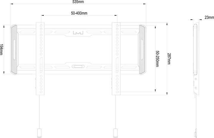 Productafbeelding Multibrackets Muurbeugel tot 65", metaal, zwart, max 50 kg (Muur, 65", 50 kg)
