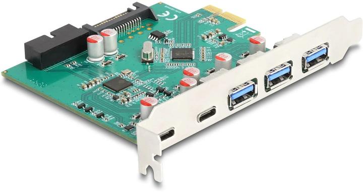 Image du produit Delock Carte USB 5 Gbps PCIe x1 vers 3x externe type-A + 2x externe USB type-C femelle et 1x interne 19 Pi