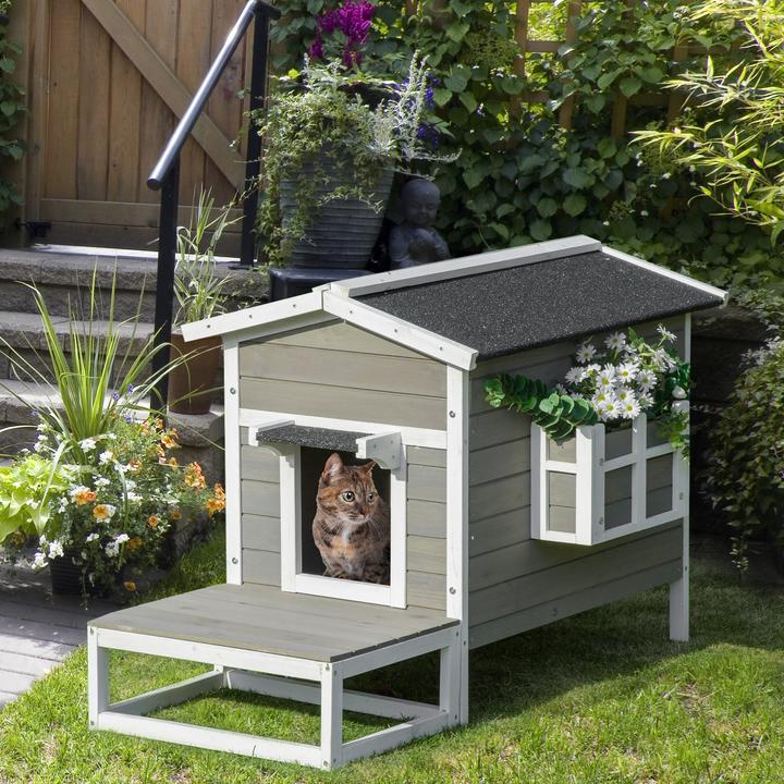 Produktbild PawHut Katzenhaus mit Terrasse und Balkon (Katze)