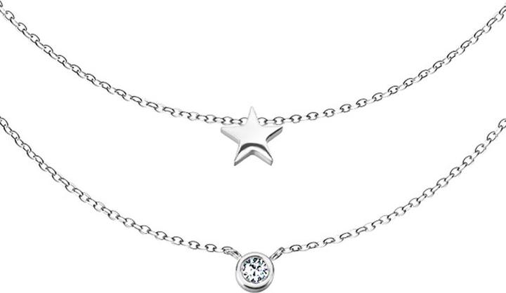 Star Piercing Kette silber Anhänger Kristall und Stern (ohne Messing, Chirurgenstahl 316L)