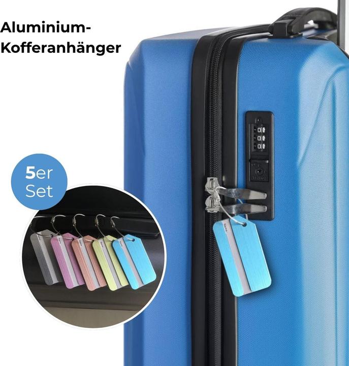 Actual product image Hermex 5er-Set Kofferanhänger Gepäckanhänger Koffer-Namensschild Kofferlabel (Locks & Trailers)