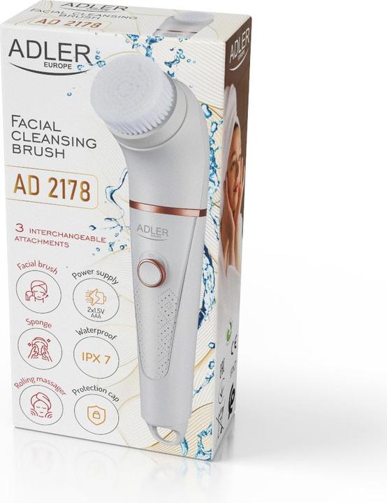 Actual product image Adler AD 2178 facial cleansing brush Vibrating & rotating brush White Battery