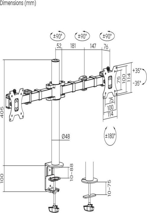 Produktbild SpeaKa Professional Tischhalterung für zwei Bildschirme 43.2cm - 81.3 cm (17- 32”) (Tisch, 32")