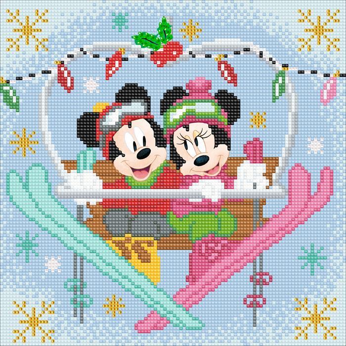 Image du produit Craft Buddy Hiver Mickey et Minnie au ski, image 30x30cm Crystal Art Kit