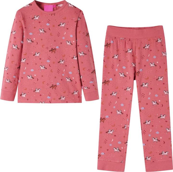 VidaXL Kinderpyjama mit Langen Ärmeln Altrosa 92,Material: 95 (92)