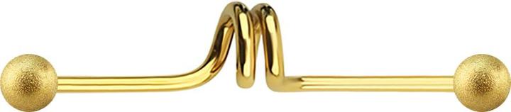 Star Piercing Barbell vergoldet twister mit zwei Kugeln gesprenkelt (ohne Messing, Chirurgenstahl 316L)