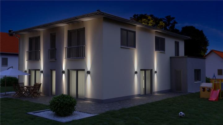 Actual product image Goobay Quadros LED solar wall light, black (50 lm, IP44)