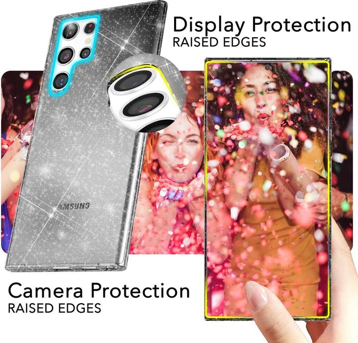 Immagine prodotto Nalia Copertura in silicone trasparente con glitter (Samsung Galaxy S24 Ultra)