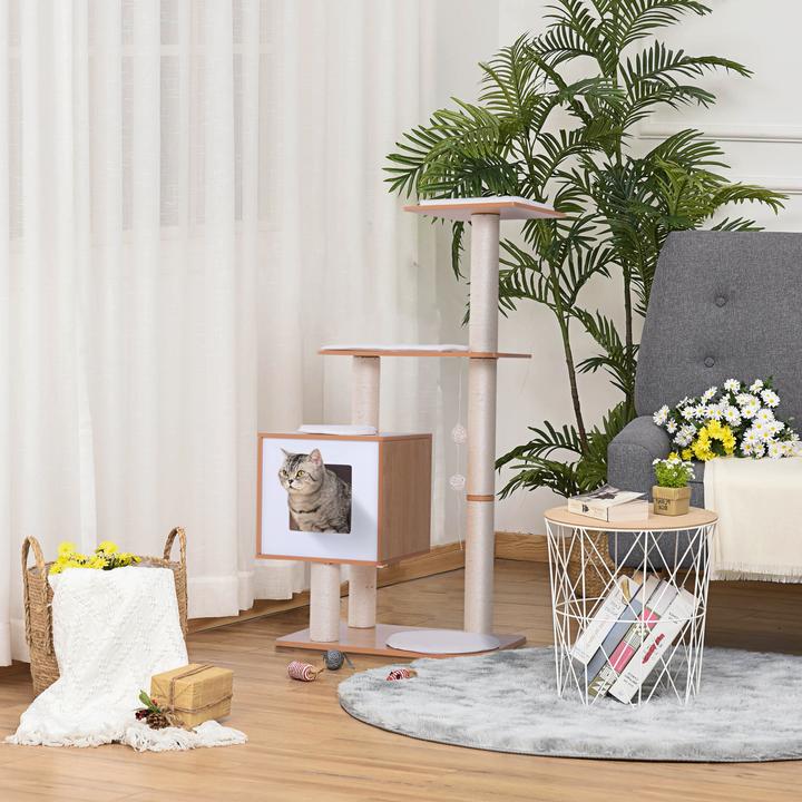 Actual product image PawHut Cat scratching post (120 cm, Nature+White)