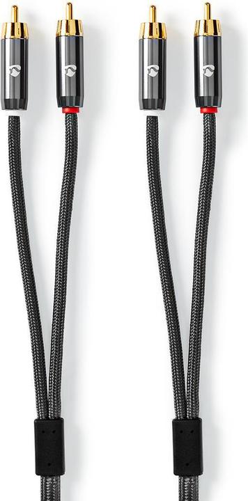 Immagine prodotto Nedis Cavo audio stereo 2X spinotti RCA 2X spinotti RCA placcati in oro 5,00 m rotondo grigio / grigio (5 m)