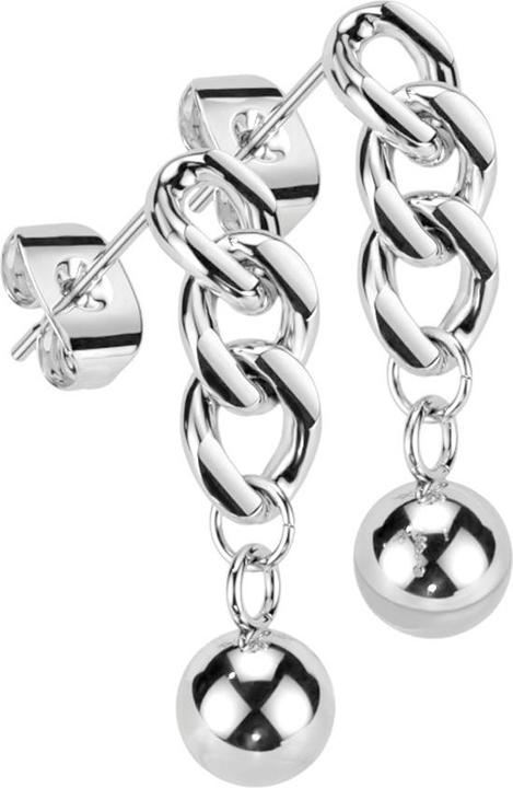 Star Piercing Ohrstecker silber Anhänger Kettenglieder mit Kugel (ohne Messing, Chirurgenstahl 316L)
