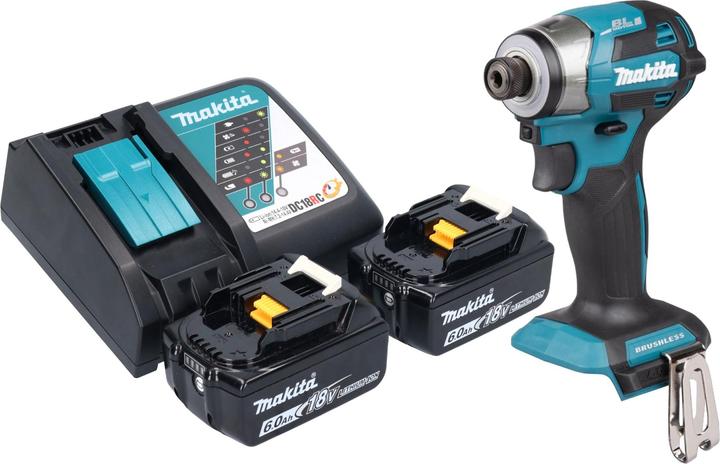 Produktbild Makita DTD 173 RG Akku Schlagschrauber 18 V 180 Nm 1/4“ Brushless + 2x Akku 6,0 Ah + Ladegerät (Akkubetrieb)