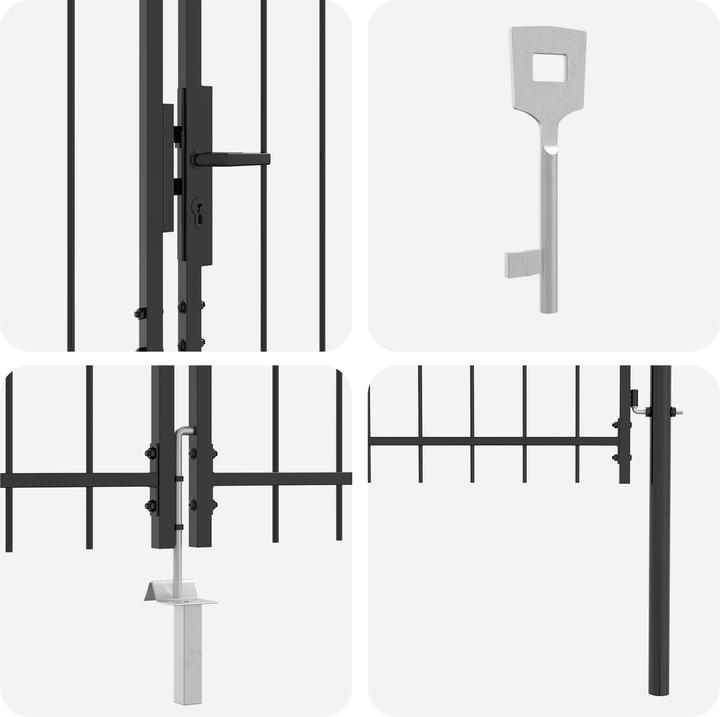 Image du produit VidaXL Portail de jardin avec toit pointu double oscillation Gris 150x400 cm Acier