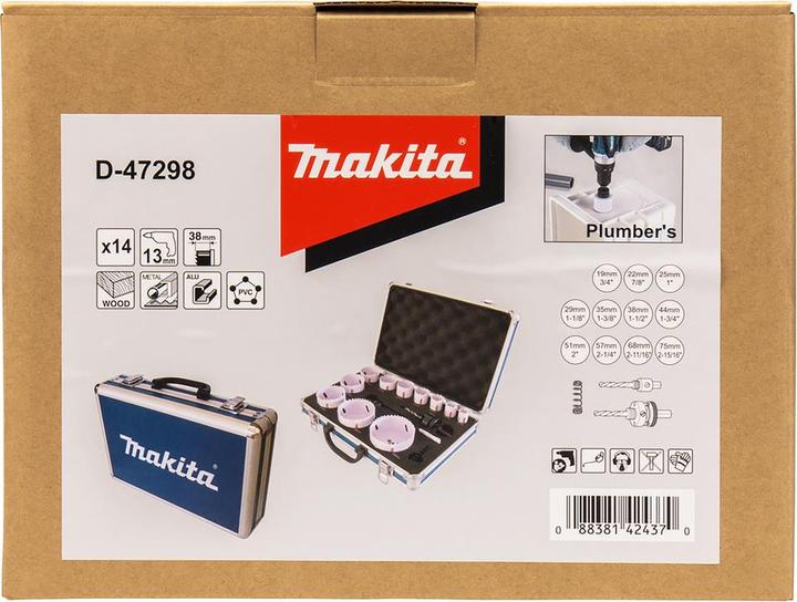 Produktbild Makita D-47298 (19 mm, 51 mm, 44 mm, 22 mm, 68 mm, 35 mm, 57 mm, 38 mm, 75 mm, 29 mm, 25 mm)
