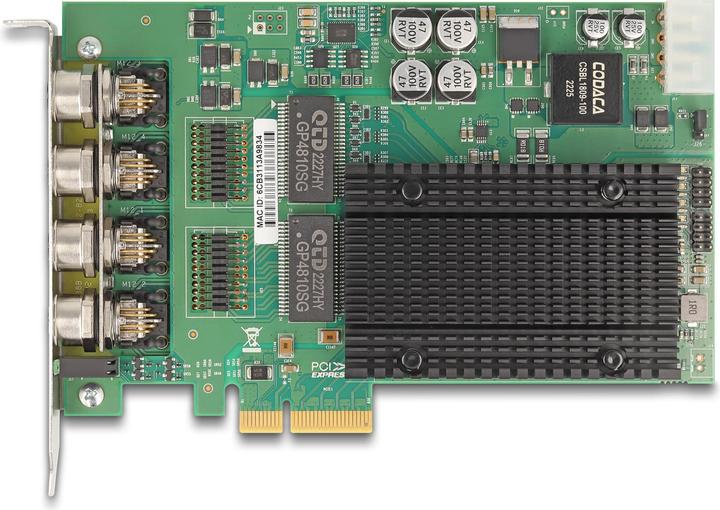 Actual product image Delock PCI Express x4 card to 4 x M12 Gigabit LAN PoE+ (PCI-E x4)