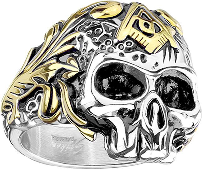 Star Piercing Ring silber Totenkopf mit Freimaurer Symbol