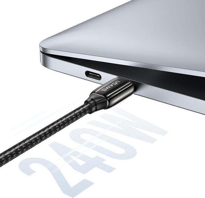 Actual product image Usams Charging Cable Type-C to Type-C - Black (2 m, USB 3.2 Gen 1, 240 W)