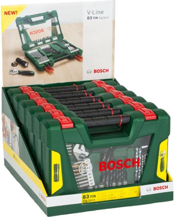 Produktbild Bosch Zubehör V-Line Box, Bohrer- und Bit-Set, 83-teilig, LED-Taschenlampe, Rollgabelschlüssel