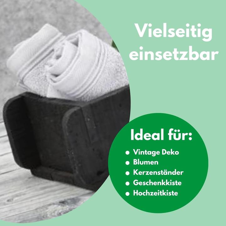 Produktbild Novaliv Holzkiste Vintage Schwarz 30 x 15 x 10 cm Alte Ziegelform Holz EIN KAMMER Allzweckkiste aus (30 x 15 x 10 cm)