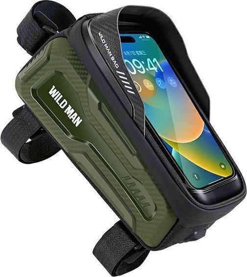 Wildman Bicycle accessory traveling bag for bike frame with zipper 1L (4 "- 7") M20 green (1 l, Frame bag)