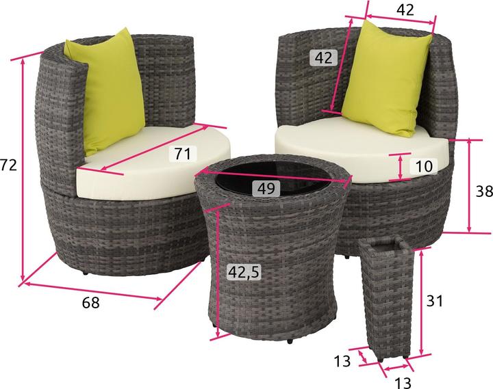 Immagine prodotto tectake Gruppo di seduta Rattan Nizza