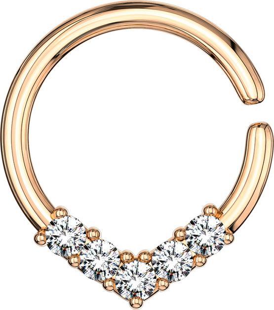 Star Piercing Micro Piercing Ring rosegold rund mit Kristallen (Messing)