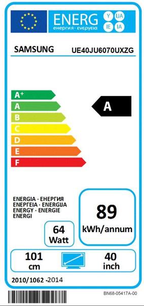 Label énergétique Samsung Ue40ju6070 (40", 4K)