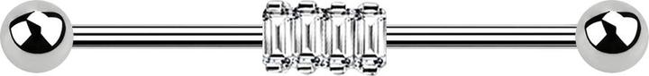 Star Piercing Barbell silber mit vier quadratischen Kristallen (Chirurgenstahl 316L, Messing)