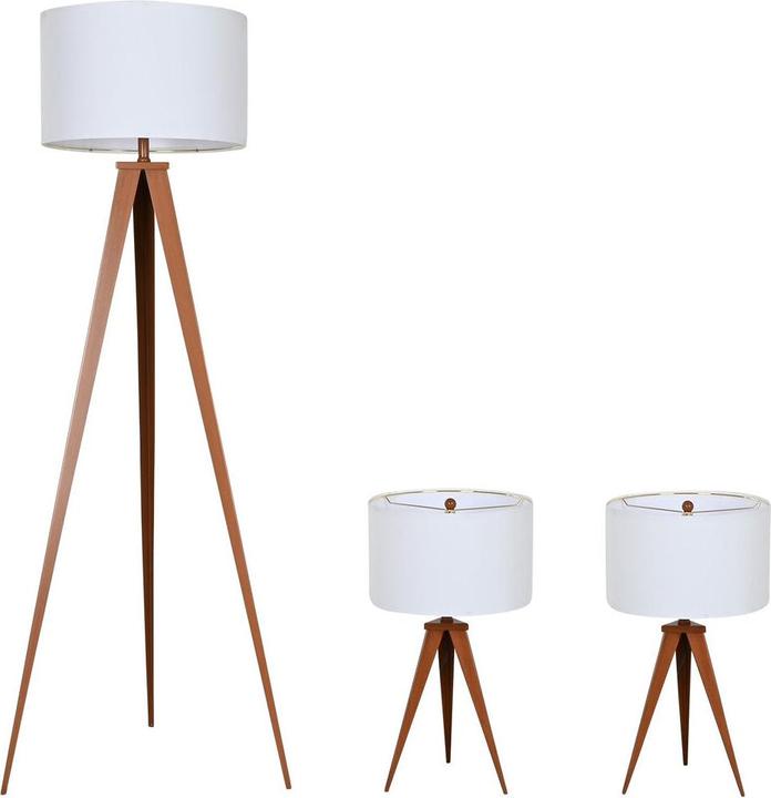 Actual product image Esprit Floor Lamp Home Brown Wood Metal Aluminium 40 x 40 x 153 cm (3 Pieces)